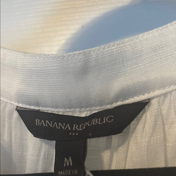 Nwt Banana Republic White Pleated 3/4 Sleeve Blouse nwt - Picture 4 of 6